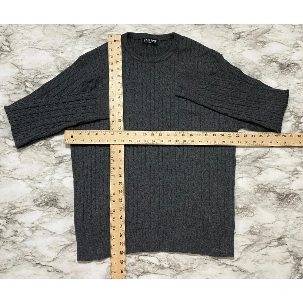 KALLSPIN Cashmere‎ Wool Other Fiber Blend Mens Sweater Size XL Gray Pullover